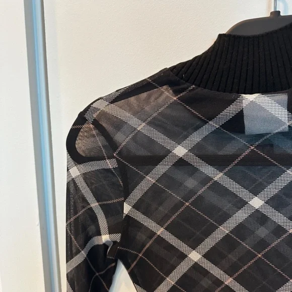 Courreges Mesh Plaid Turtleneck XS/Size 1